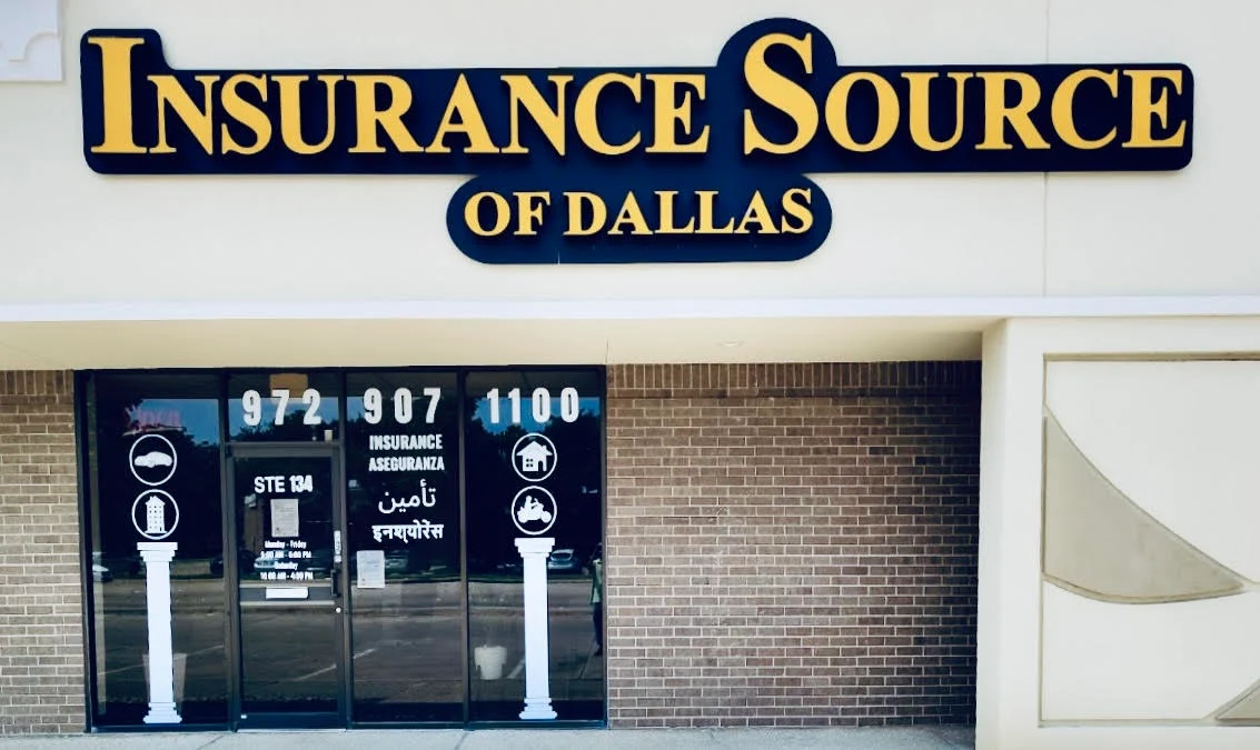 Insurance Source of Dallas, Storefront Signage by Signs PQ in DFW.